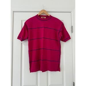 Vintage Gene Ewing BIs Magenta Striped T-Shirt Medium